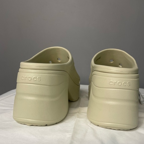 New Crocs Siren Clog Platform Block High Heels Bone/White Slip On Womens Size 12 - Picture 8 of 14